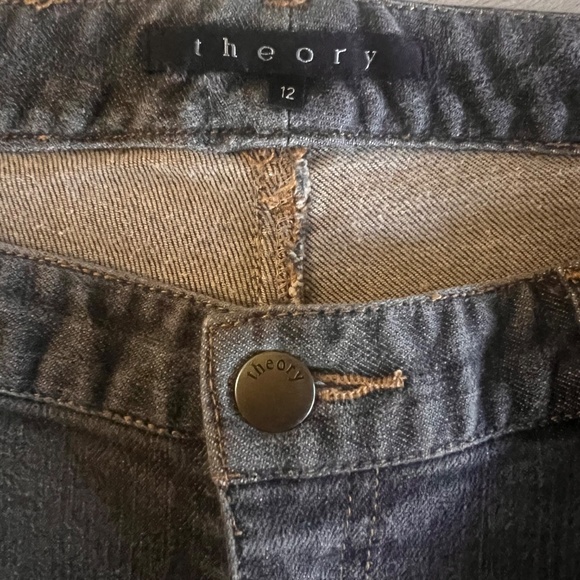 Theory Women's Bootcut Jeans Gray/Brown Wash Denim Wide Leg Size 12 - Picture 6 of 11